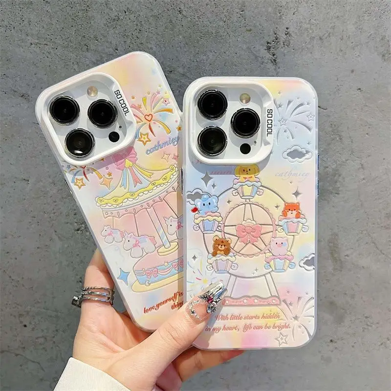 Dreamy Trojan Horse Phone Case For iPhone 16 15 14 13 12 11 Pro Max XR XS MAX 7 8 PLUS MINI Y2K Fashion Matte Shockproof Covers