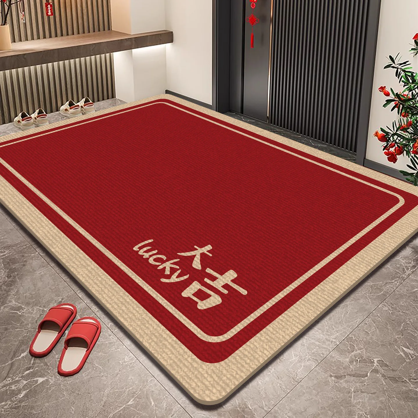 

Новогодний придверный коврик, противоскользящий, для дома, для переезда, электронный, красный, противоскользящий коврик для ног