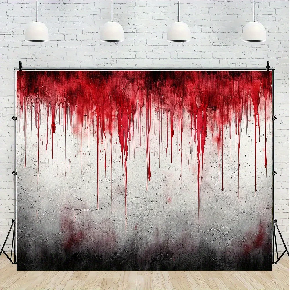 قطعة قماش خلفية شبحية لقطرة الدم للهالوين - قطعة واحدة من ديكور الحفلات بطابع زومبي من البوليستر