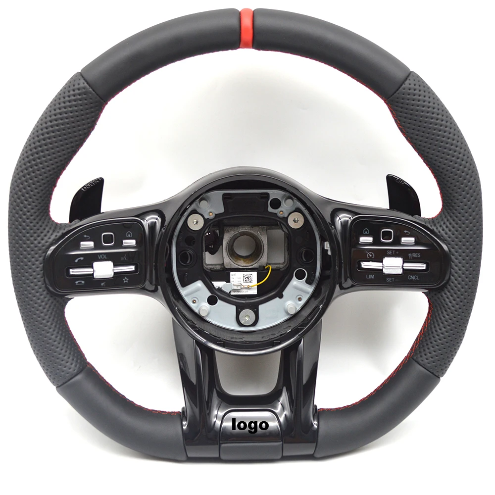 

Car modification black samurai black semi perforated right-hand steering wheel suitable for Mercedes AMG