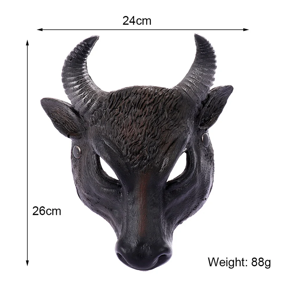 PU Ox Head Mask Realistic Vivid Look Perfect Halloween Props Durable Environmental 3D Animal Cosplay Animal Mask