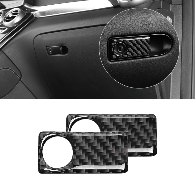 

For Mercedes Benz C Class W205 C180 C200 C300 GLC260 Carbon Fiber Co-pilot Glove Storage Box Handle Bowl Cover Sticker Trim