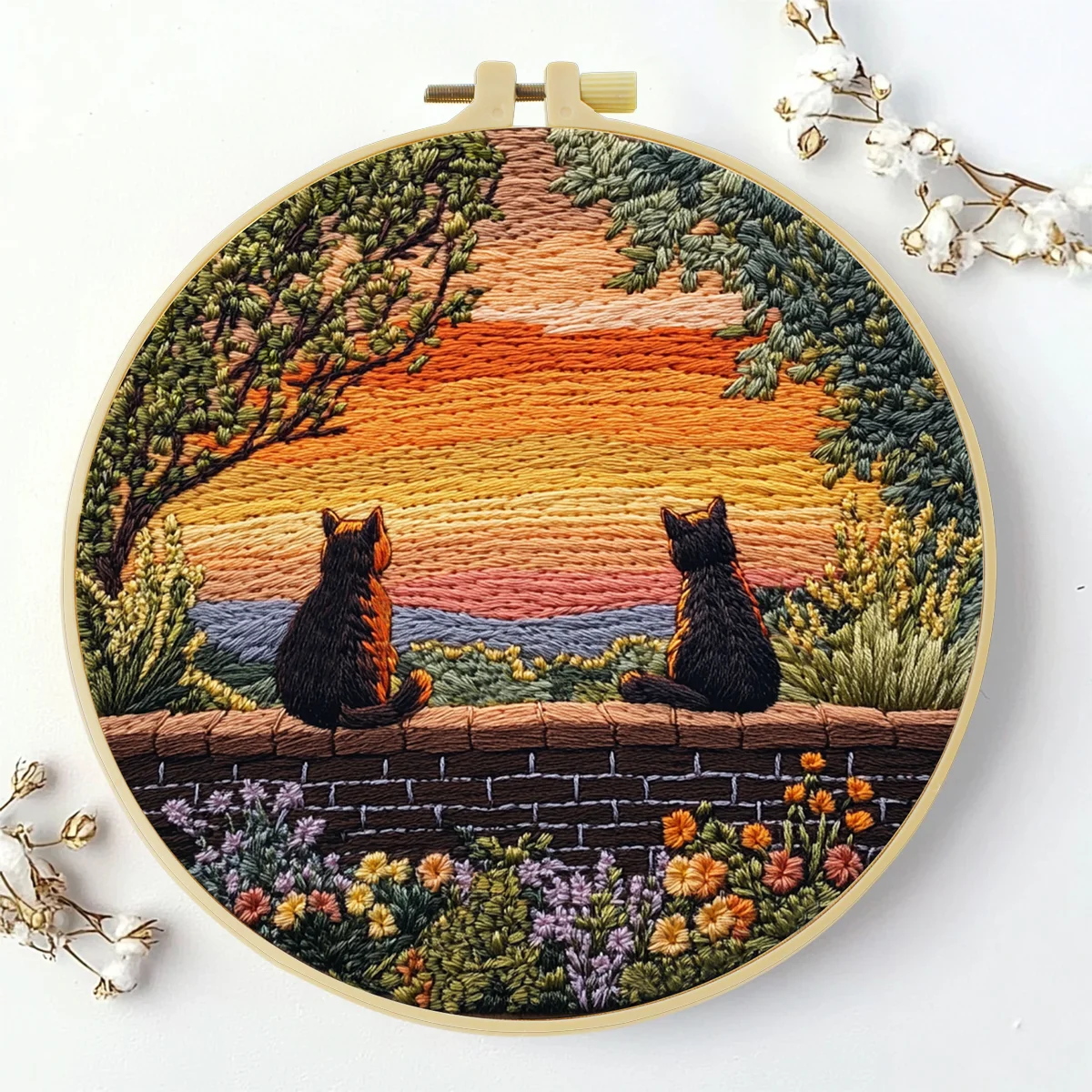 1 Stück 20X20CM/15X15CM 7,87/6,3 Zoll Katzen-Stickerei-Starter-Kit DIY-Kit DIY-Stickerei-Set für Anfänger Nähkunst – Detail 1