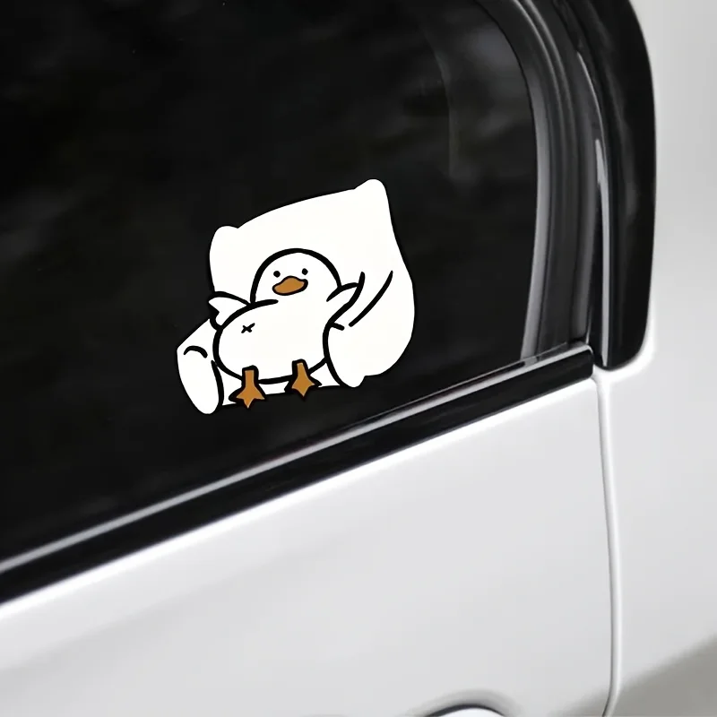 1Pc Cute Duck On Sofa Waterproof Vinyl Sticker Cartoon Decal For Motorcycle Body Helmet Car Bumper Window Decor Accessories