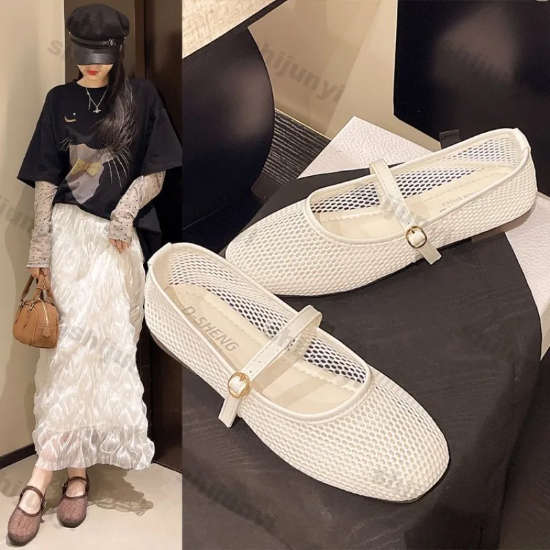 

Comfortable Breathable Closed Toe Sandal Summer New Trendy One Word Buckle Strap Casual Shallow Flats Lightweight Women Shoes