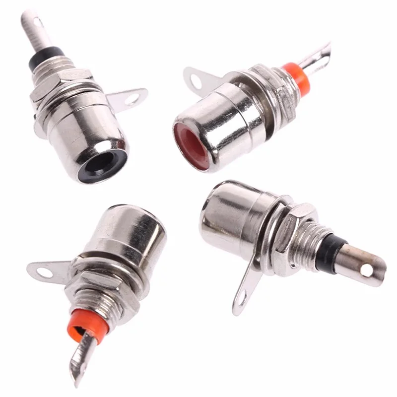 10/100/1000PCS RCA Panel Mount Connector RCA Female Socket Adapter RCA  Audio Socket Plug Connector Bulkhead Nickel Plated