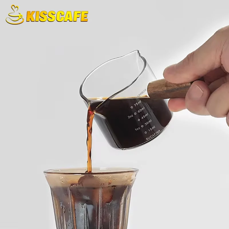 Espresso Cup Coffee Measuring Shot Glass Extraction Jug Heat-Resistant With Scale 75ml 100ml Milk Latte Barista Tool Accessories