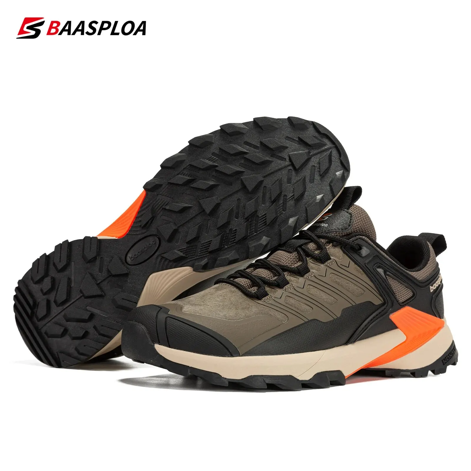 Baasploa Men Hiking Shoes Waterproof Outdoor Sneakers for Men Casual Sneakers Anti-Skid Wear-Resistant Male Shoes New Fashion