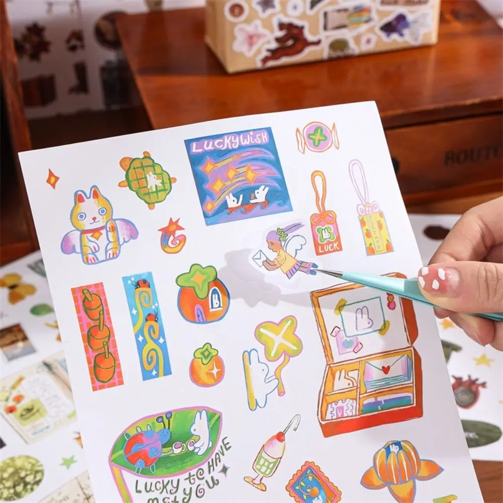 50 Sheets Sticker Book Mixed Designs Animals Patterns Diary Sticker Plants Patterns Daylight Collection Series