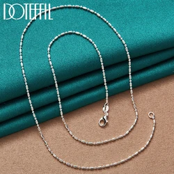 DOTEFFIL 925 Sterling Silver Bamboo Bead Chain 16/18/20/22/24/26/28/30 Inch Necklace For Women Man Fashion Wedding Charm Jewelry