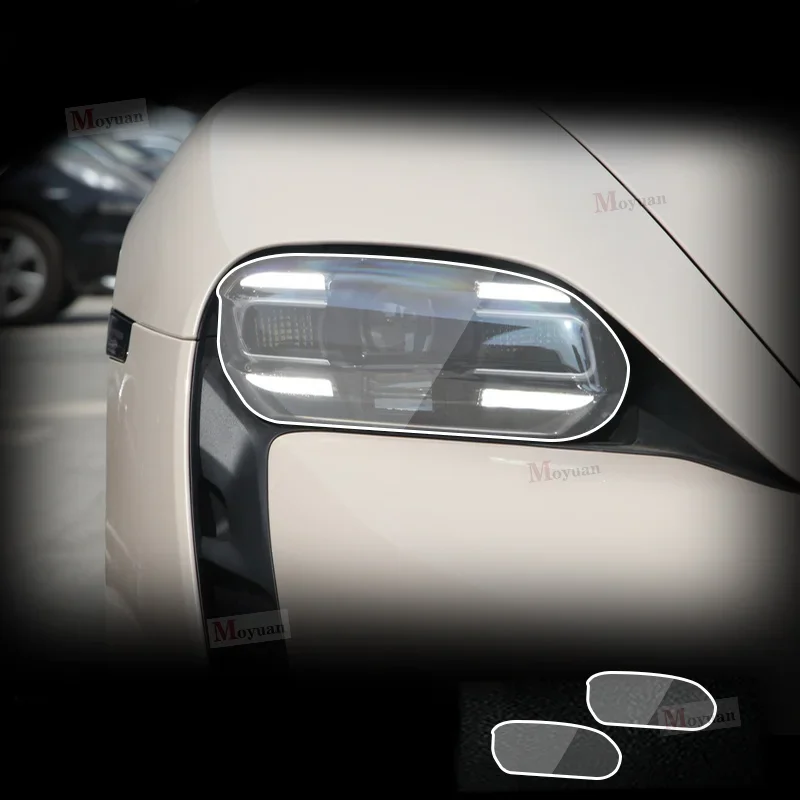

2 Pcs Car Headlight Protective Film Headlamp Transparent Black TPU Sticker For Porsche Taycan 2020-2023 car Accessories