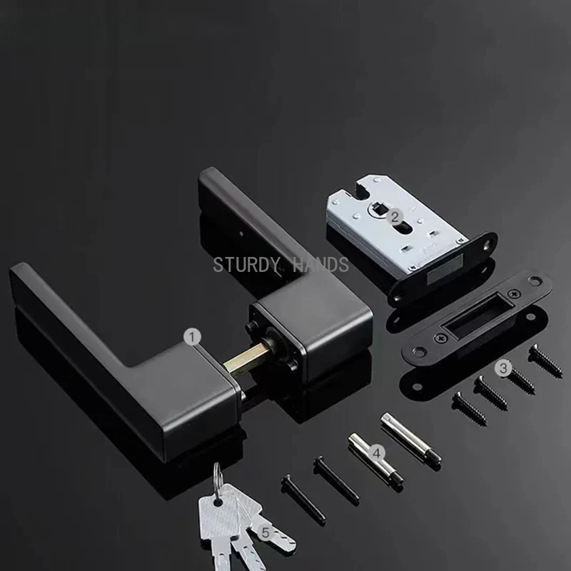 Magnetic bedroom silent anti-theft door lock hidden key handle single tongue lock set home hardware accessories door lock set