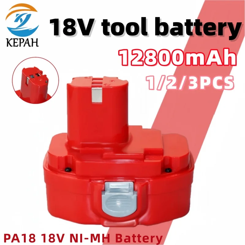 بطارية Ni-MH قابلة لإعادة الشحن 18 فولت 12800 مللي أمبير في الساعة 1/2 قطعة | مناسبة تمامًا لماكيتا 1822/1823/1834/1835 والموديلات مثل 192827 - 3/192829 - 9