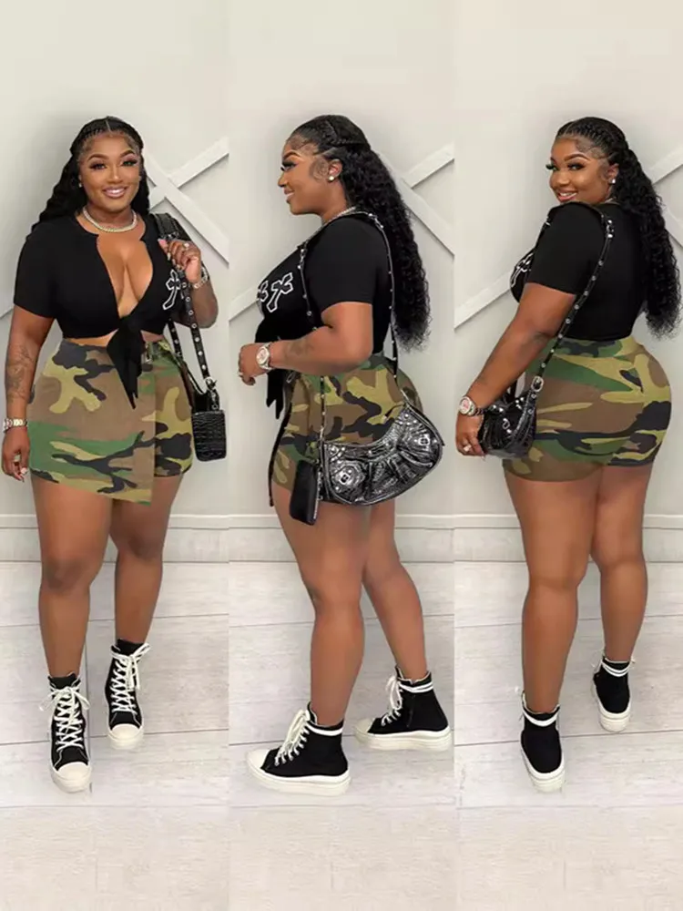 

BKLD New Fashion Sexy Party Clubwear Y2k Clothes Women Camouflage Printed Irregular High Elasticity Shorts Skirts 2025 Spring