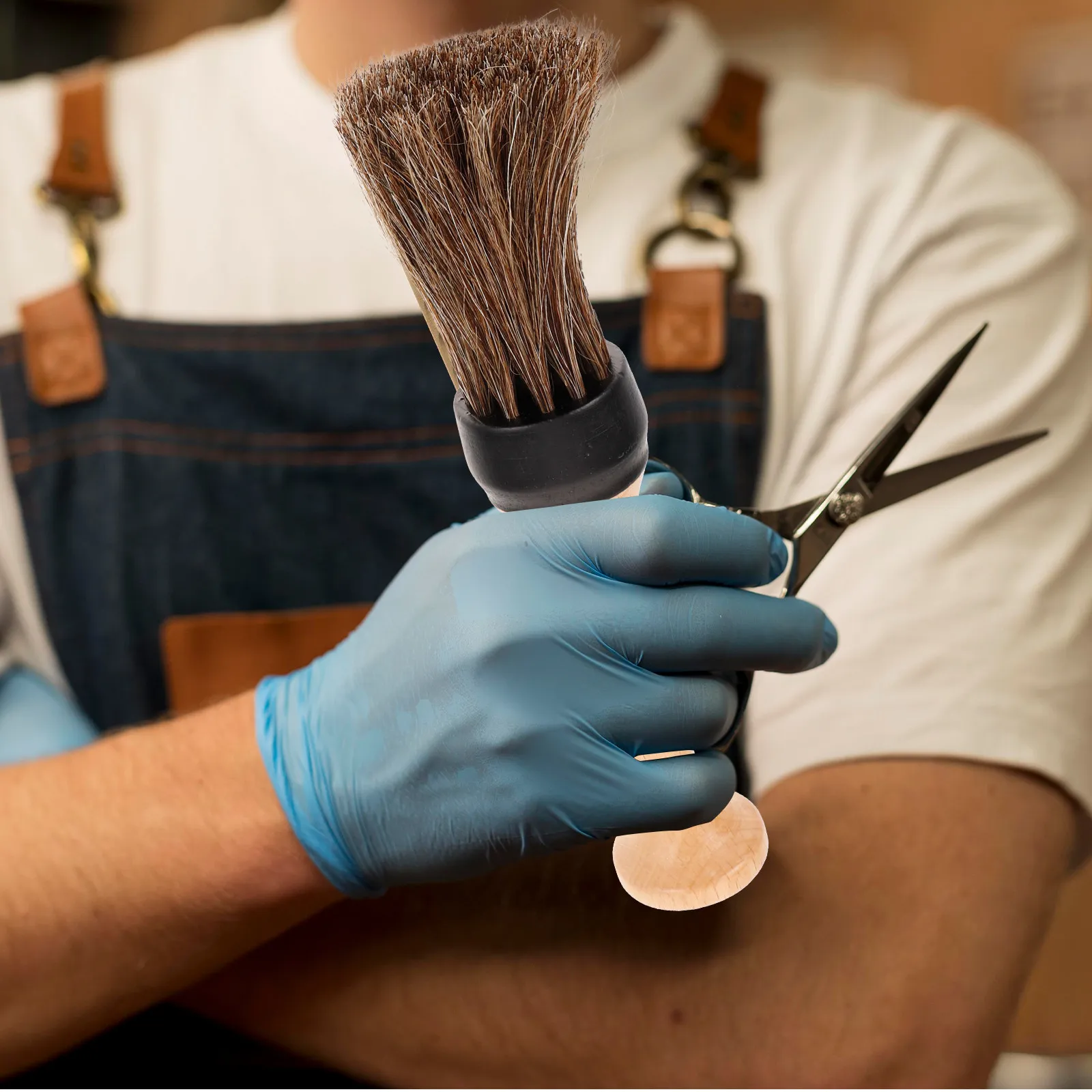 

Barber Neck Duster Brush Soft Bristles Sturdy Wood Handle for Hair Salons Home Shaving Beard Grooming Pet Hair Cleaning Manual