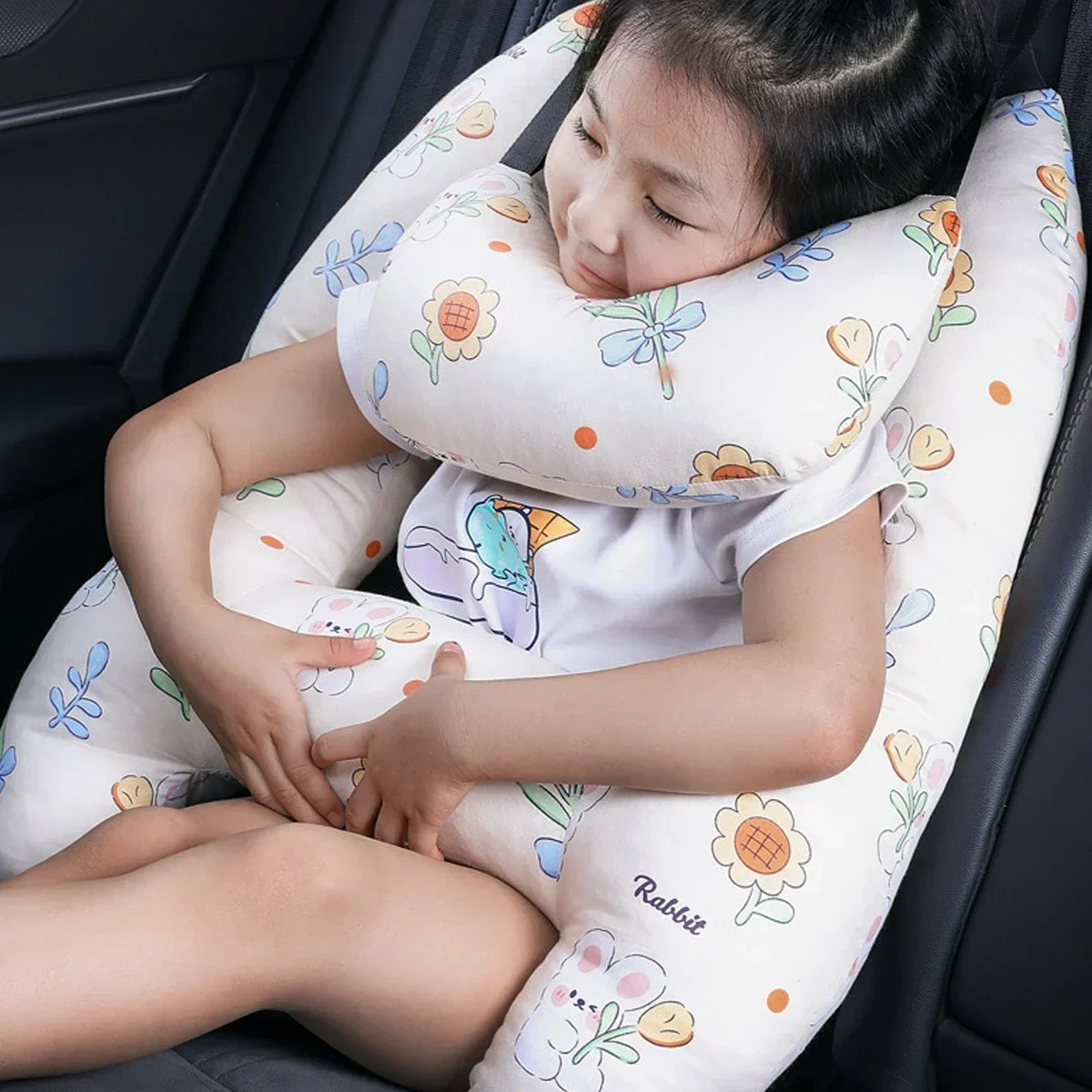 2-Pack Adorable Ultra-Soft Car Seat Pillows with Secure Belt - Ensures Peaceful Restful Naps on the Go - Enhanced Safety amagi