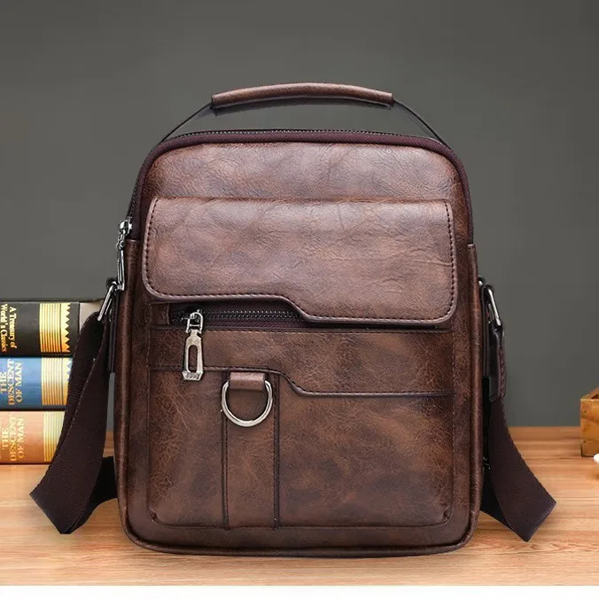 

Men's Shoulder Bag Business Casual Vertical Style New Crossbody Bag Soft Leather Handbag Unisex Style Travel Backpack