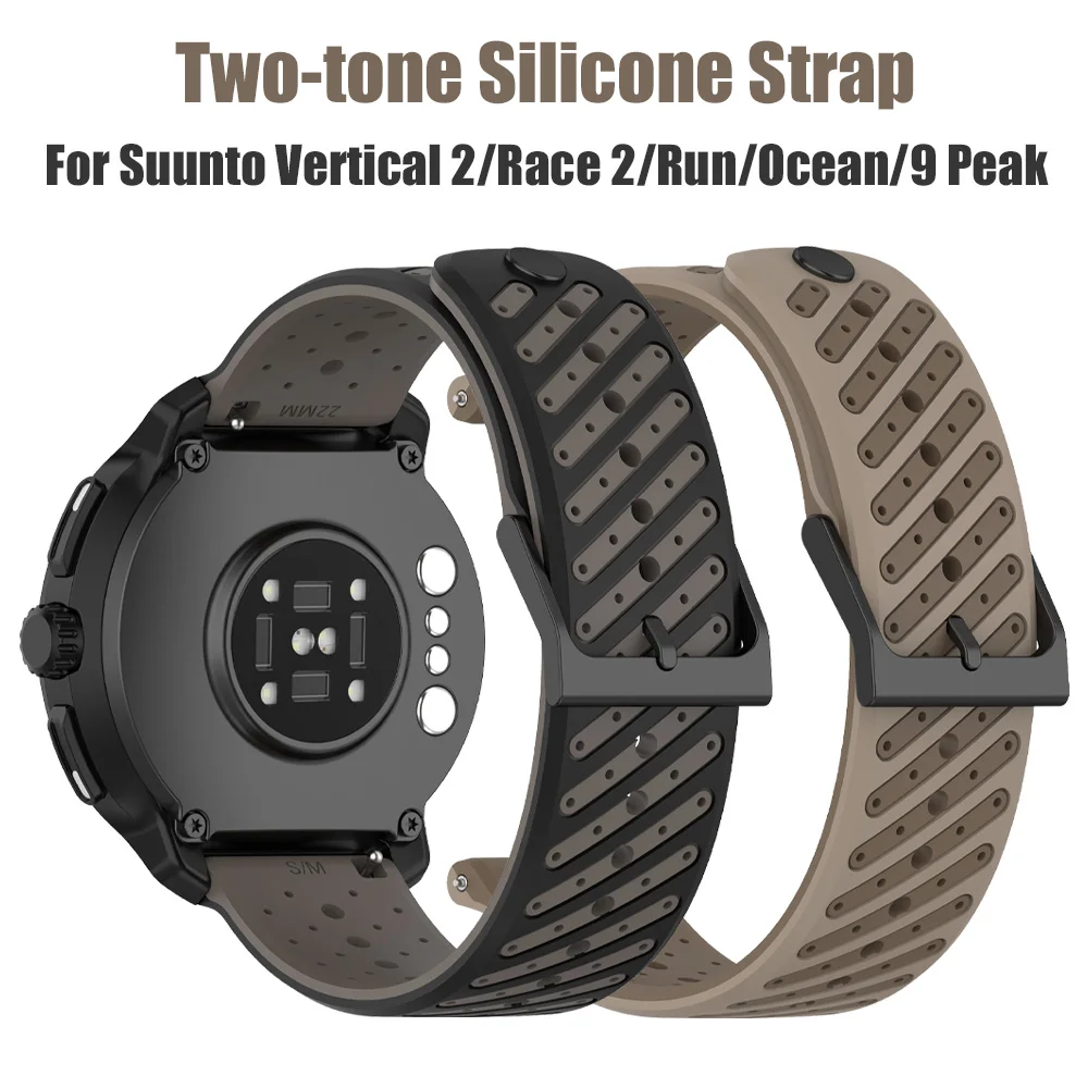 22 mm zweifarbiges Silikon-Uhrenarmband für Suunto Vertical 2/Race 2/Run Smartwatch Ersatz-Uhrenarmband für Suunto Ocean/Race