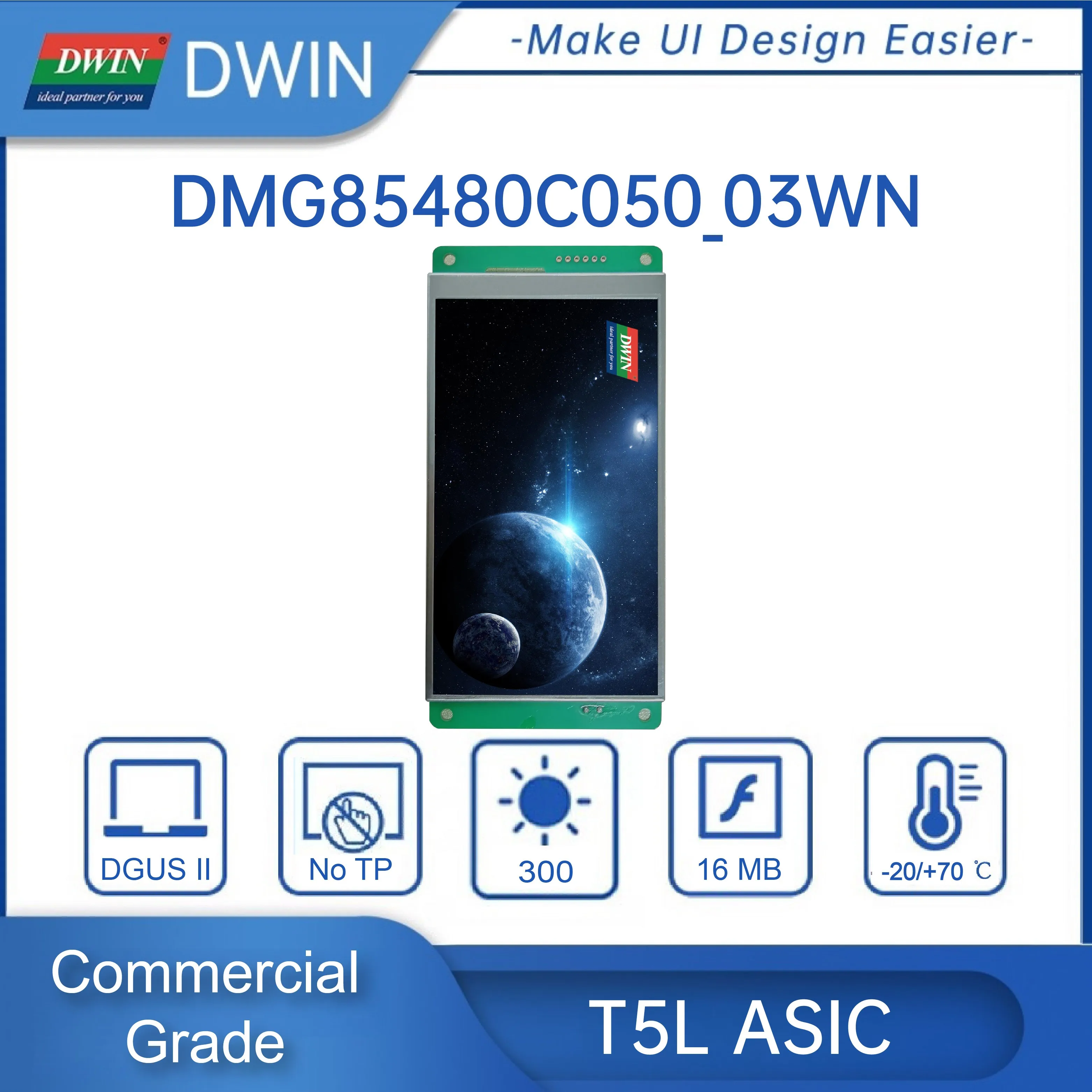 Dwin 5 inch 854x480 HMI screen smart tft LCD UART Module hmi display DMG85480C050_03W