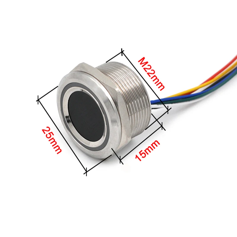 R503-M22 원형 지문 모듈 스캐너, 200 용량 링 표시등, LED 제어, 아두이노 액세스 제어용, DC3.3 V