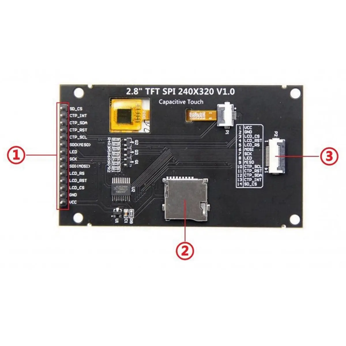 TOP! 2.8-Inch SPI Serial Interface TFT LCD Capacitive Touchscreen Display Module 240x320 IPS Capacitive Touch Screen