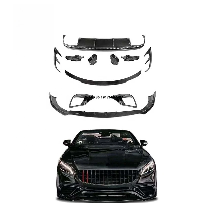 Carbon Fiber Body Kit for S-Class Coupe S63 W217 C217 to B Style Front Lip Rear Diffuser Spoiler Car Kit
