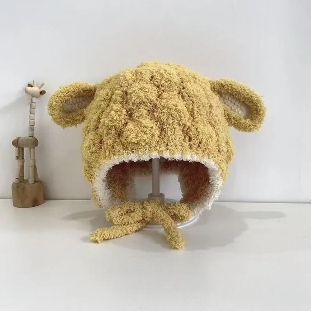 

Lamb Animal Hats Scarf Fashion Design Solid Color Children Fleece Hat Muffler Cloth Accessories Hat with Scarf Face Protection