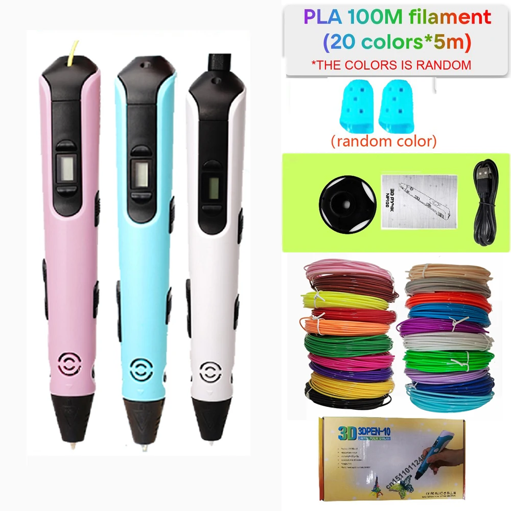 

New 3D Printing Pen LCD Display Screen 1.75mm ABS/PLA 0.7mm Diameter Material Kids DIY Drawing 3D Pen Christmas Birthday Gift