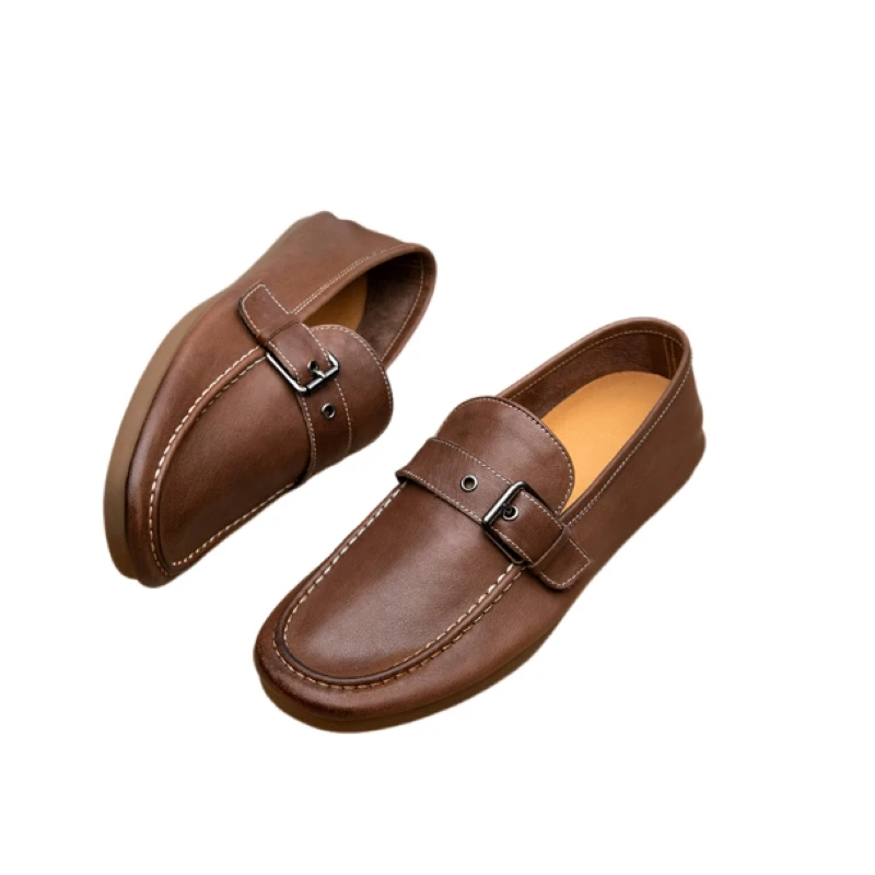 Beautiful Advanced Texture Simple and Comfortable All-Matching First Layer Cowhide Loafers Elegant and Beautiful AG1827