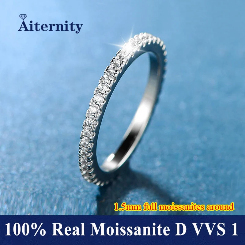 Pass Diamond Tester Pen Moissanite Stud 1.3mm for Women S925 Silver Matching Wedding Diamonds Band Stackable Ring Gift