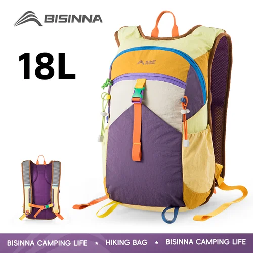 BISINNA Mochila para acampar de 18L, bolsa de viaje portátil ultraligera para mujeres y hombres, senderismo al aire libre, ciclismo, escalada, pesca