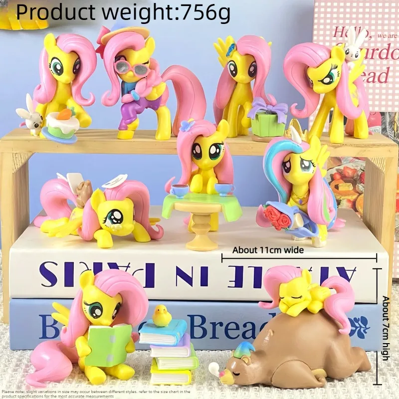 9피스 레인보우 마이 리틀 포니 동물 피규어 케이크 장식 장난감 어린이 생일 선물