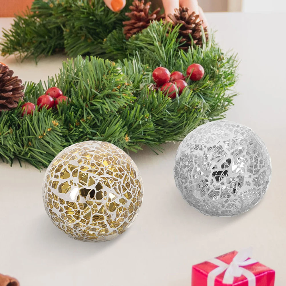 

4pcs Cracked Glass Ball Spheres Decorative Tabletop Ornament Desktop Home Accessories Lightweight Artistic Design