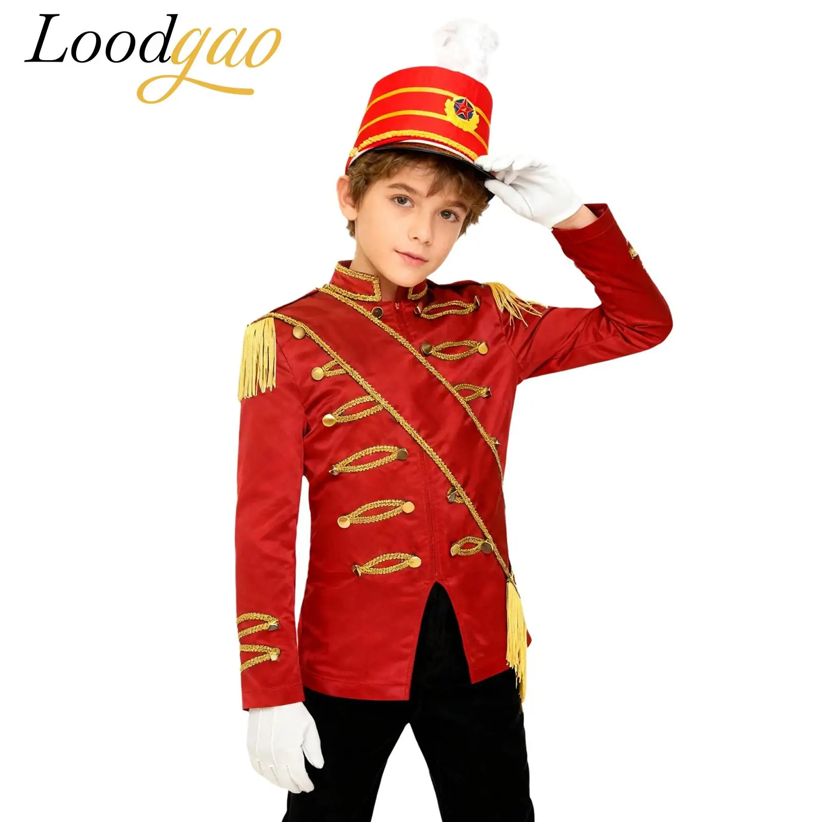 

Boy Drummer Uniform Circus Ringleader Cosplay Outfit Role Play Drum Trumpet Major Costume Marching Band Jacket Hallween Carnival