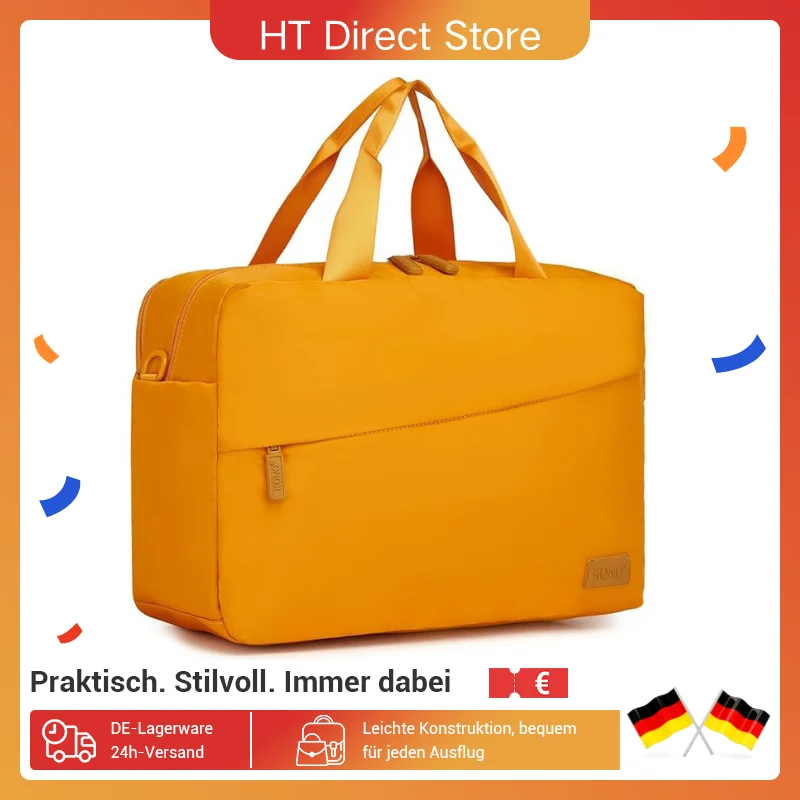Kono-Bolso de mano de cabina, bolsa de viaje ligera con funda para ordenador portátil y funda de carrito para equipaje de mano