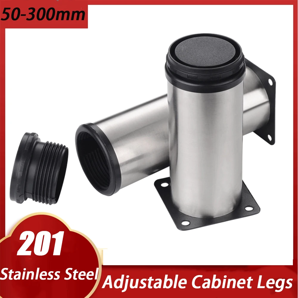 1Pc 201Stainless Steel 50-300mm Furniture Adjustable Cabinet Legs Furniture Legs Cabinet Table Sofa Bed Feet Furniture Legs Feet