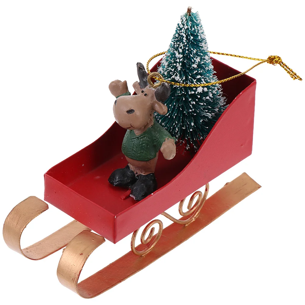 

Holiday Tree Ornament Christmas Decor Small Decorated Sled Ornaments Sleigh Hanging Decorations