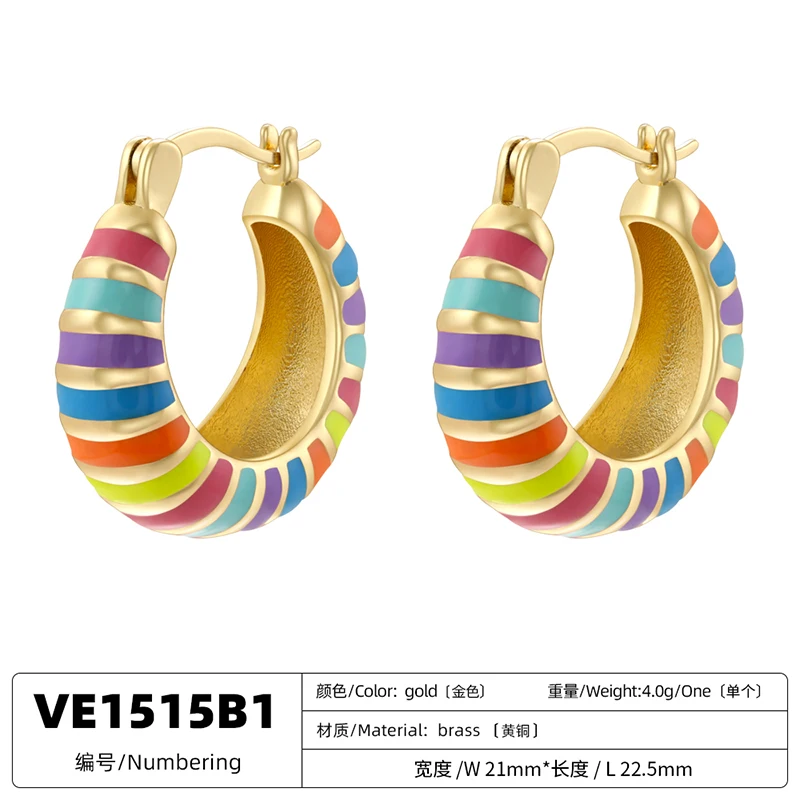 ZHUKOU 4 colorful candy colored round sweet women's earrings, women's birthday party gift 1 pair: VE1515