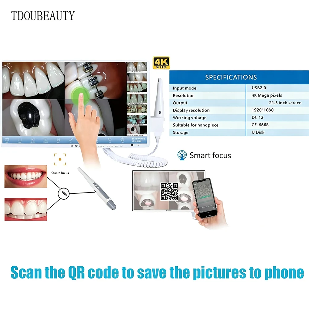 TDOUBEAUTY Touch 4K Intraoral Camera Dental High Definition Oral Endoscope Waterproof Professional Imaging Tool
