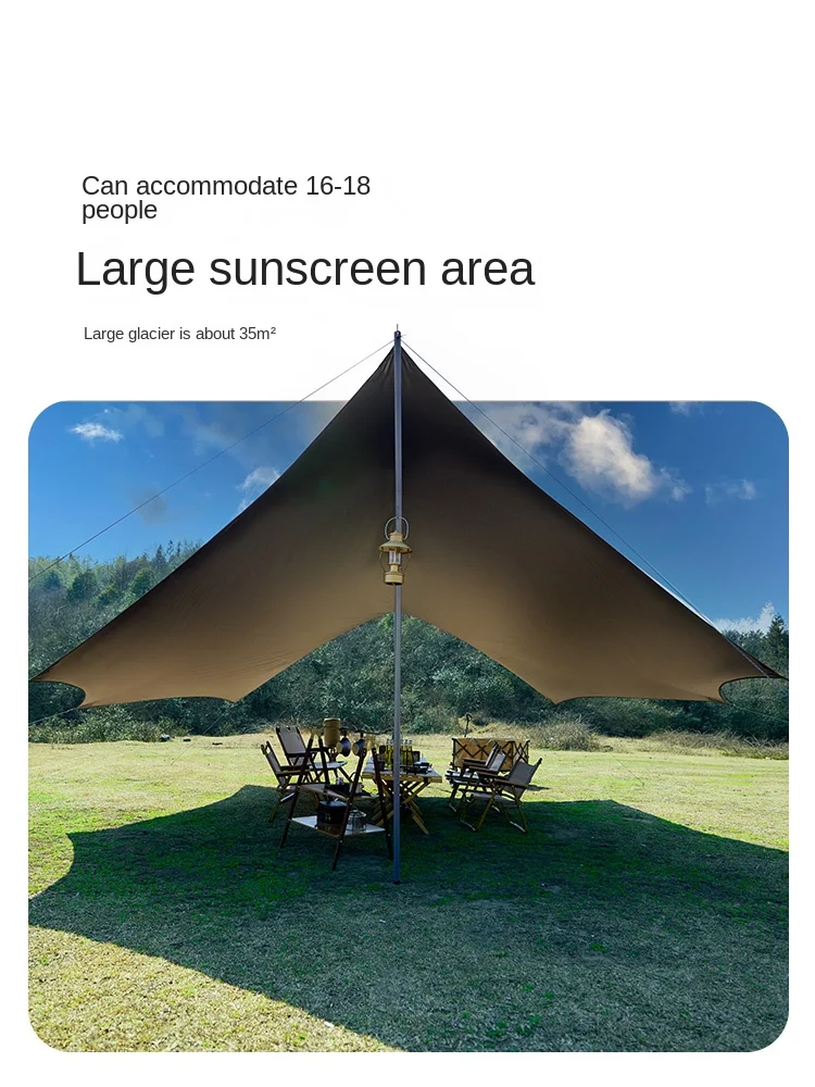 Black rubber canopy portable outdoor camping rainproof, sun proof, and sunshade tent