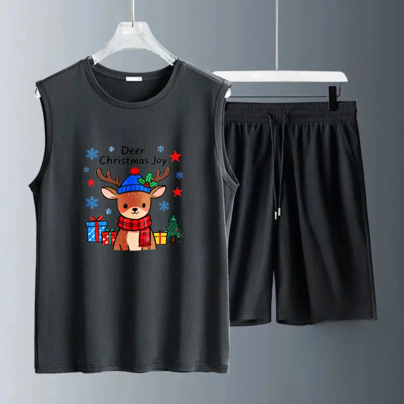 الرجال تانك الأعلى مجموعات تنفس Summe الرجال الثريات الرجال البلوز مجموعة قصيرة الأكمام + السراويل البوليستر ملابس عصرية مجموعة