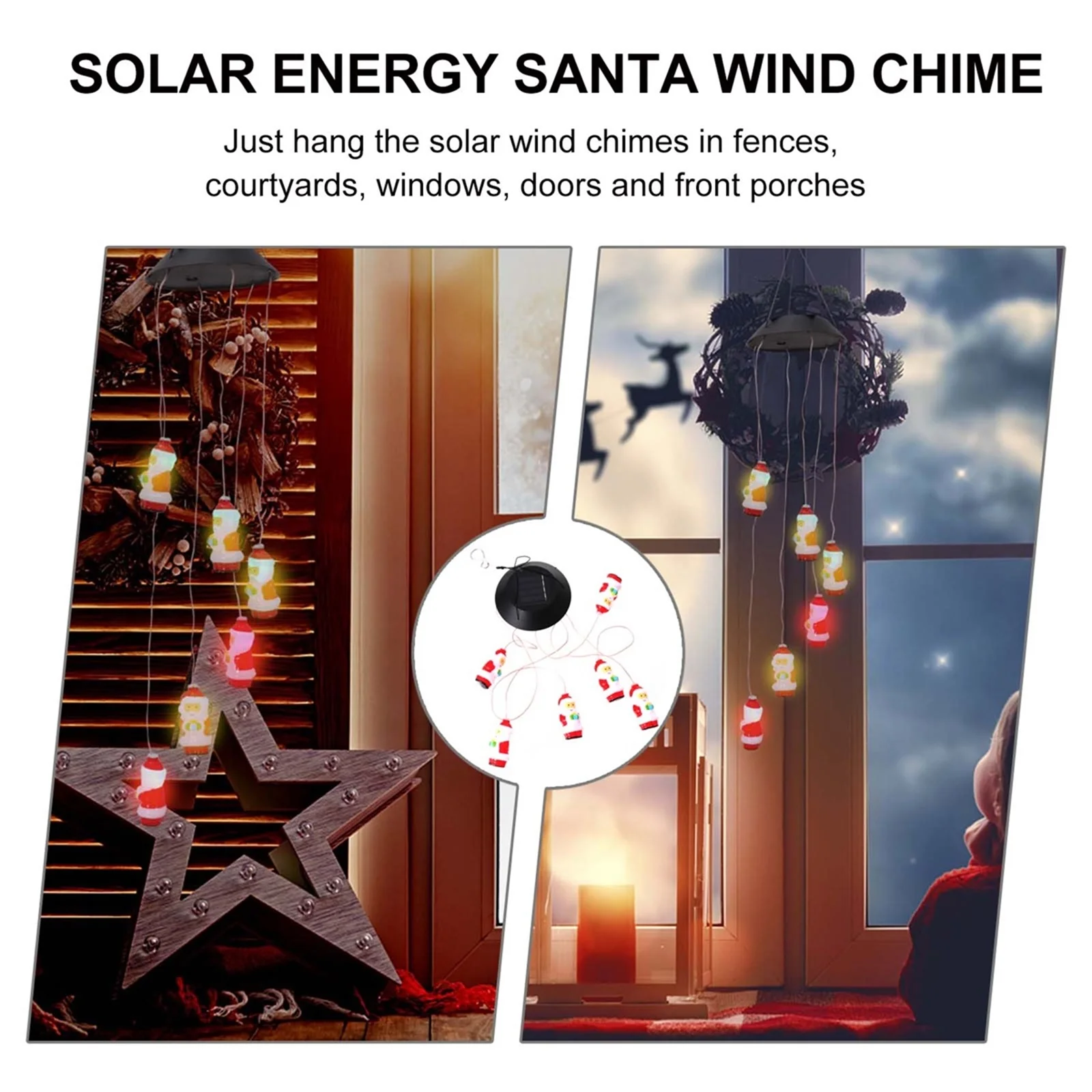 

1pc Solar Lamp Christmas Led Wind Chime Light Outdoor Garden Decor Solar Light For Porch Yard Lighting Wind Chime Fence