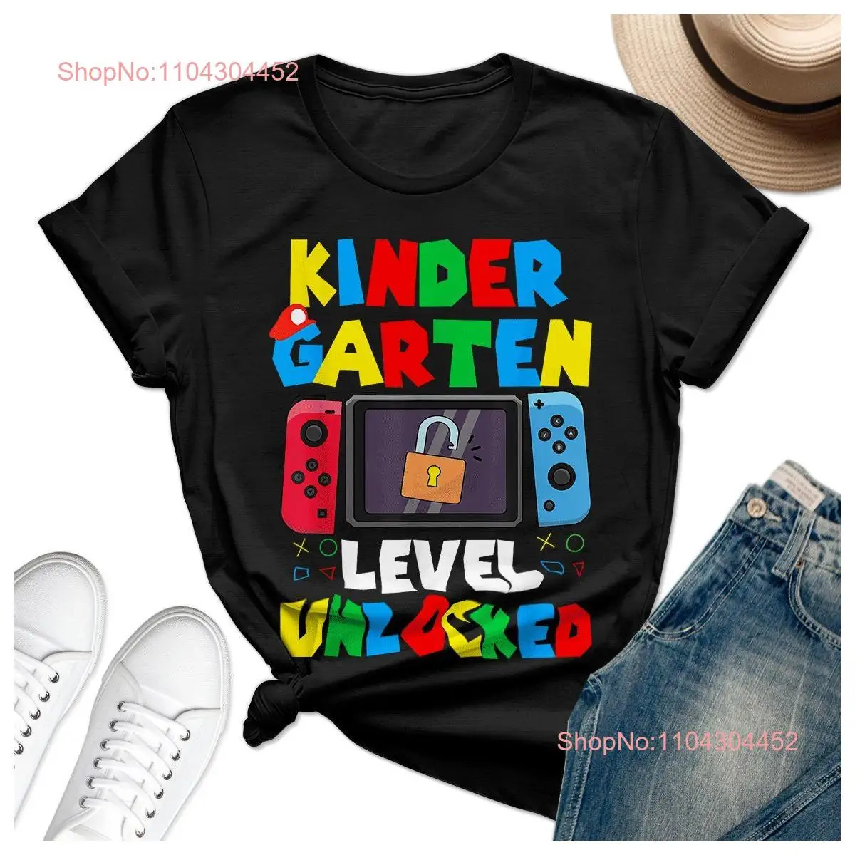 T Shirt Kindergarten Level Unlocked Back To School First Day Gamer Friend Big Girl long or short sleeves