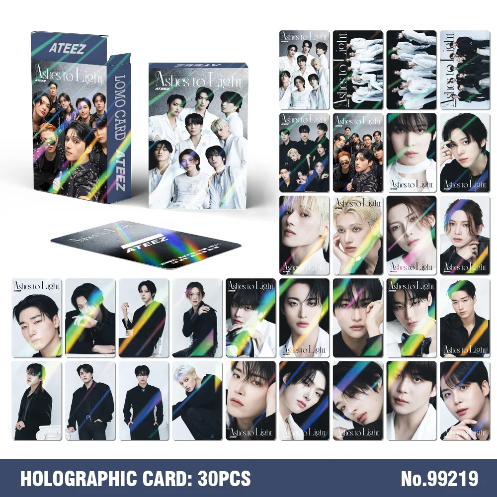 อัลบั้มการ์ดเลเซอร์ Ateez 30 ชิ้น/ชุด โปสการ์ด Ashes To Light โปสการ์ดวอยอง ซองฮวา ของขวัญสุดโปรดสำหรับสาวๆ