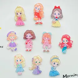 10 sztuk nowe akrylowe Kawaii Cute Cartoon mała księżniczka seria naklejek klip książka DIY moda spinka do włosów rzemiosło dekoracyjne