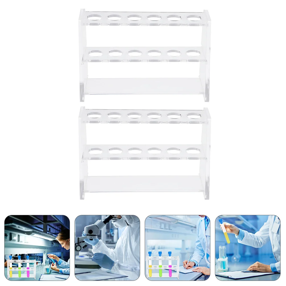 Rack de tubo de ensaio acrílico, 2 peças, camada dupla, transparente, suporte de tubo de centrífuga, organizador de laboratório, rack de experimento