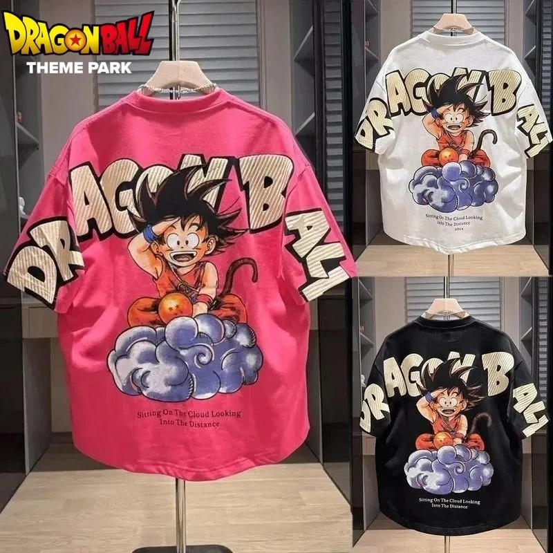 Dragon Ball anime mercadoria dos desenhos animados Son Goku camiseta verão moda masculina elegante legal manga curta top roupa pai-filho