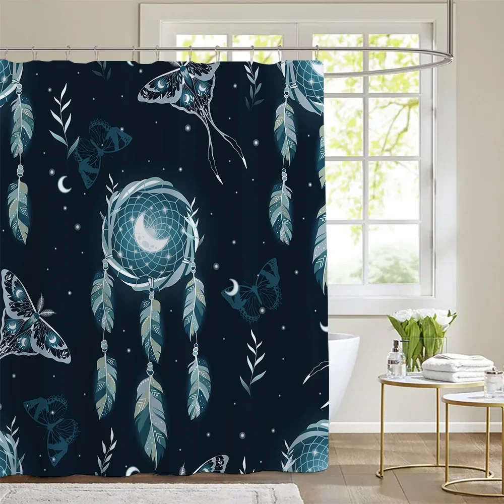 Bohemian Dream Catcher Pattern Shower Curtain Polyester Waterproof Bathroom Curtain with Hooks Bathroom Decor Bathtub Screen