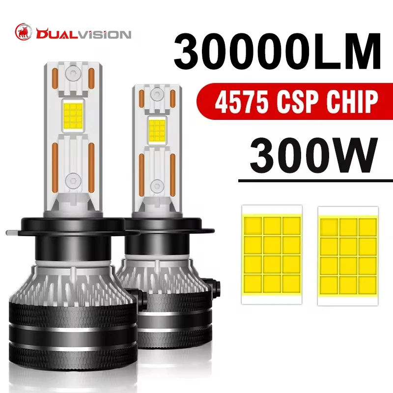 Dualvision H7 Led Canbus Car Headlight Bulbs 300W 30000LM H4 Led Light H9 H11 HB3 9005 HB4 9006 H1 9012 HIR2 LED 6000K Fog Lamps