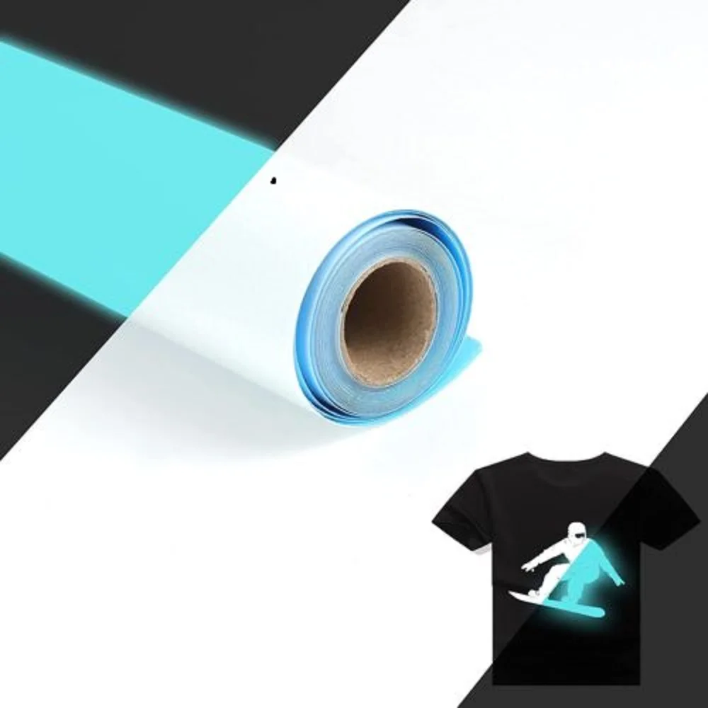 HTVRONT 12inX8ft PU Heat Transfer Vinyl Roll Glow in The Dark for T-shirt Clothing Printing Craft Iron on DIY HTV Film